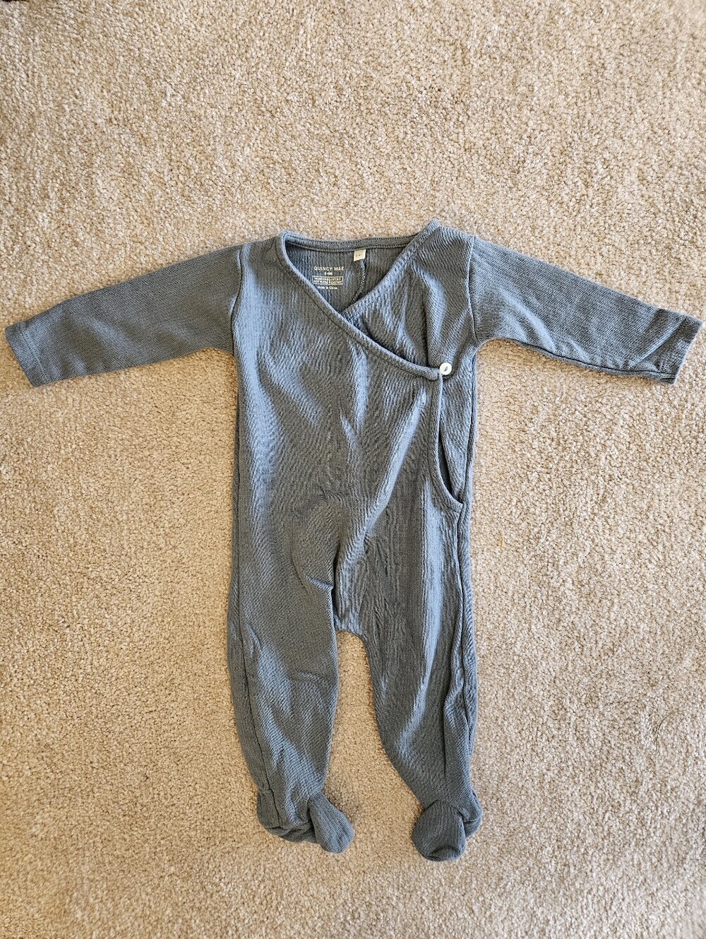 Quincy Mae Ocean Knit Wrap Footie with Matching Hat | 3-6 Months - Picture 2 of 6